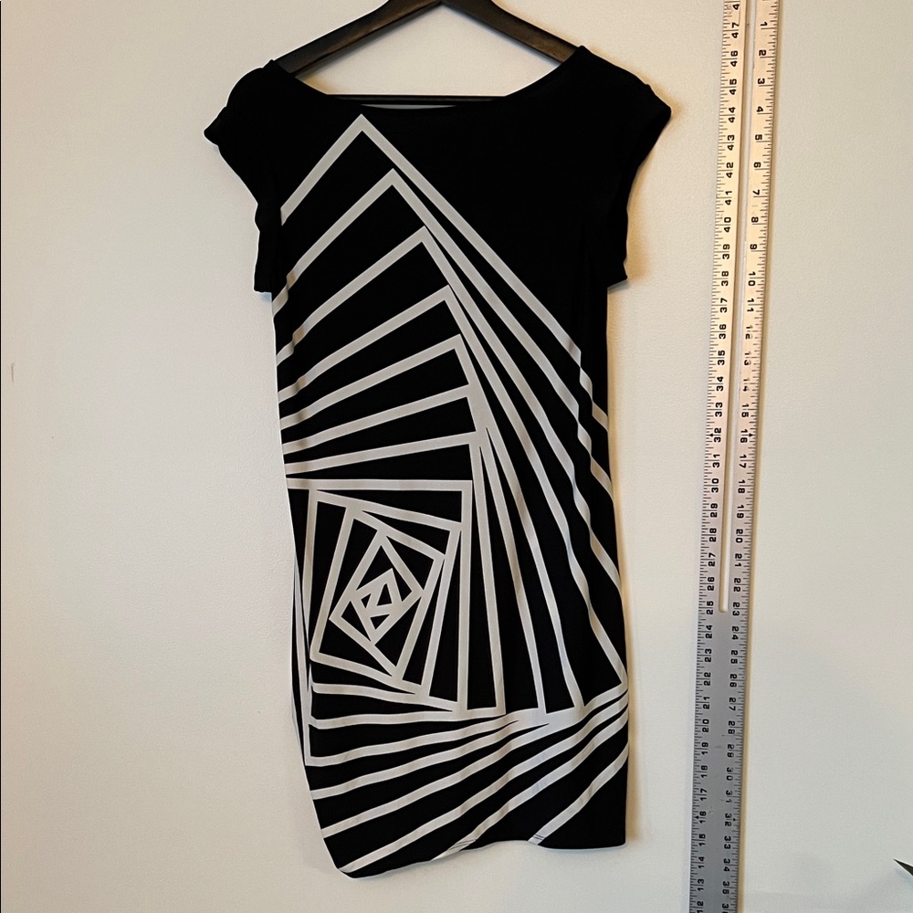 BCBGMaxAzria Black and White Spiral Mini Dress